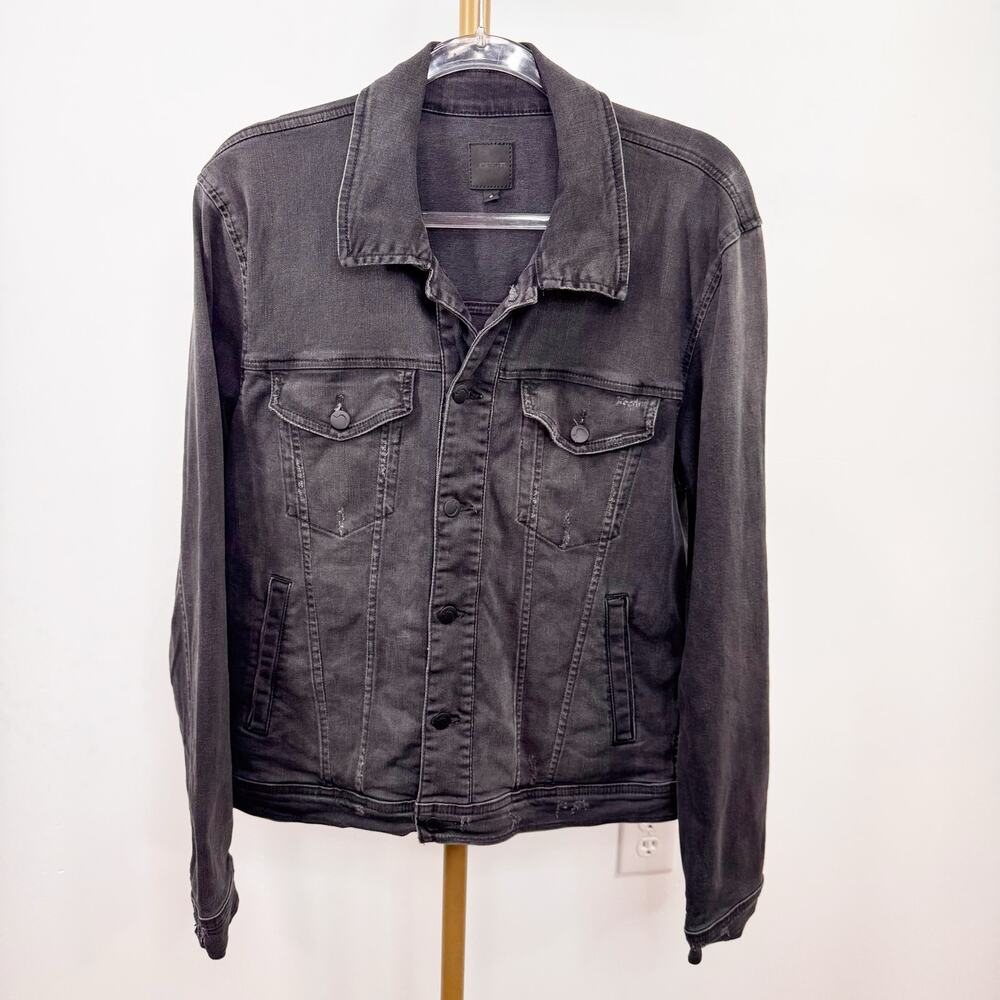 Joe's Jeans Ziggy Jean Jacket Black Distressed Stretch Casual Goth Size S